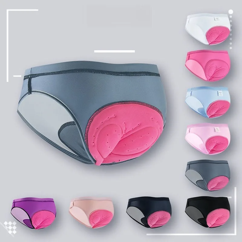 Padded Cycling Shorts - ชุดชั้นในขี่จักรยานพร้อมแผ่นซิลิโคนระบายอากาศที่ดูดซับความชื้นกางเกงขาสั้นป้องกันสะโพกแห้งเร็วสําหรับผู้หญิงขี่จักรยาน