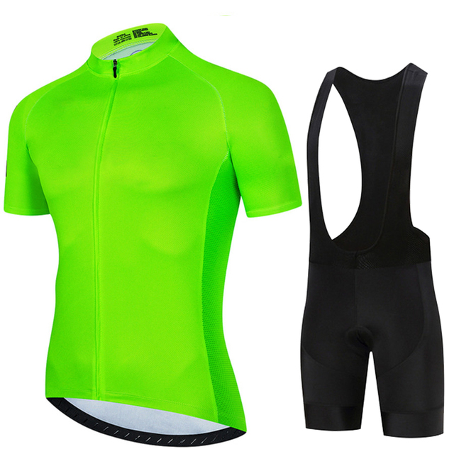 Cycling Gear Logo - ชุดเสื้อเจอร์ซีย์นักปั่นแขนสั้นสำหรับผู้ชายสีเขียวเรืองแสง2024ชุดแข่งจักรยาน MTB เสื้อผ้าขี่จักรยานฤดูร้อน