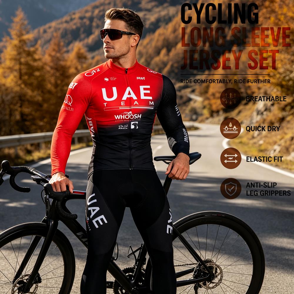 Cycling Gear Logo - ชุดเสื้อปั่นจักรยานแขนยาวสำหรับฤดูใบไม้ผลิและฤดูร้อน พร้อมกางเกงบิบ ชุดปั่นจักรยานสำหรับทีมมืออาชีพ เสื้อผ้าปั่นจักรยานสำหรับผู้ชาย