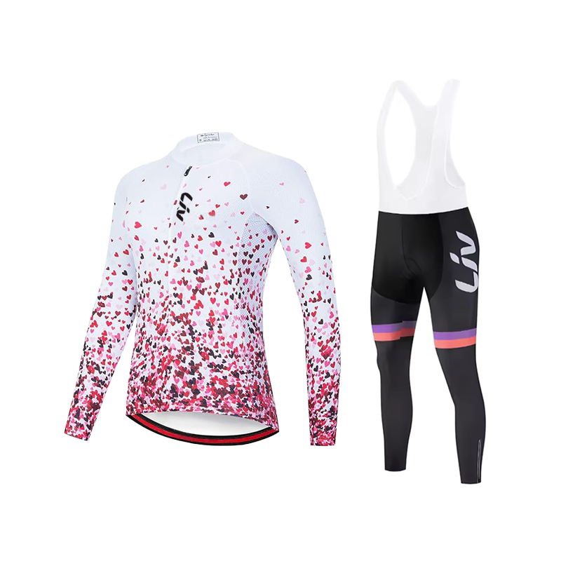 Cycling Gear For Women - ชุดปั่นจักรยานสำหรับผู้หญิง LIV สำหรับฤดูใบไม้ผลิและฤดูใบไม้ร่วง เสื้อปั่นจักรยานแห้งเร็ว ชุดกีฬากลางแจ้ง เสื้อปั่นจักรยานพร้อมกางเกงเอี๊ยม