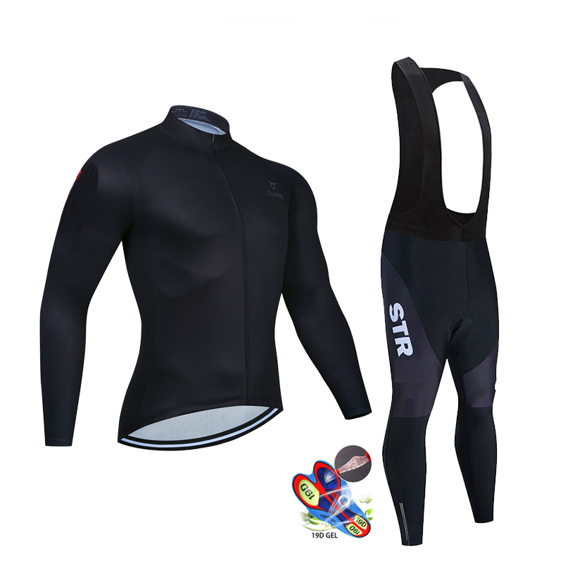 Cycling Gear Logo - ฤดูใบไม้ร่วงสีดําชุดขี่จักรยานJerseyแขนยาว 2022 ใหม่STRขี่จักรยานเสื้อผ้ากีฬาBreathable MenชุดจักรยานMTBกางเกงสวมใส่