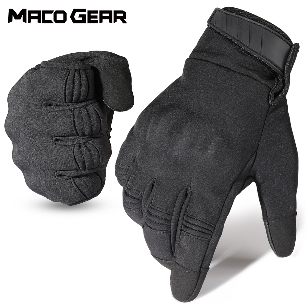 Cycling Gear Display - ถุงมือมอเตอร์ไซค์แบบเต็มนิ้วสำหรับฤดูหนาว หน้าจอสัมผัสได้ สำหรับขี่มอเตอร์ไซค์วิบาก ปั่นจักรยาน ขี่จักรยานเสือภูเขา กันลม