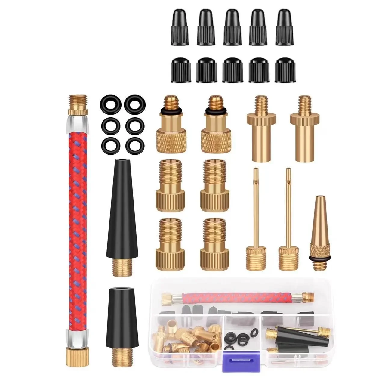 Bike Tube Repair Kit - 21/30 ชิ้นจักรยานยาง Inflator Tube เข็ม &