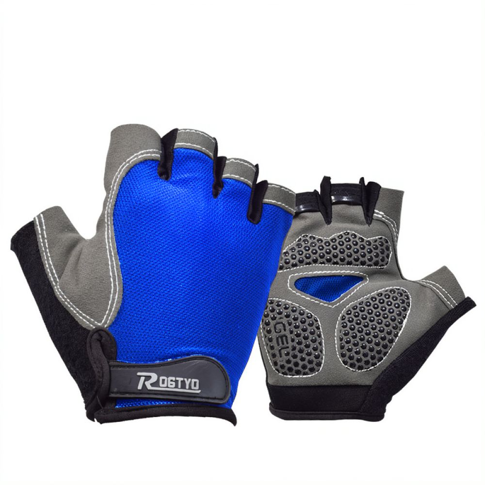 Cycling Gear And Equipment - ถุงมือปั่นจักรยานครึ่งนิ้ว กันกระแทก ระบายอากาศได้ดี สำหรับฤดูร้อน อุปกรณ์ปั่นจักรยานเสือภูเขาและเสือหมอบ ฝ่ามือซิลิโคนป้องกัน
