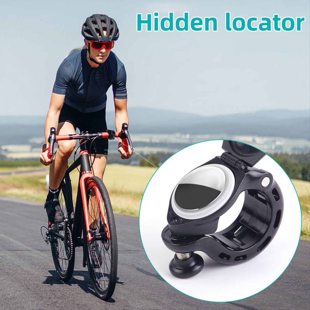 Bike Bell - กระดิ่งจักรยานเสือภูเขา AD45 ทำจากอะลูมิเนียม ซ่อนอยู่ในตัวกระดิ่ง พร้อมที่ยึดกันน้ำสำหรับตัวเคส ขนาด