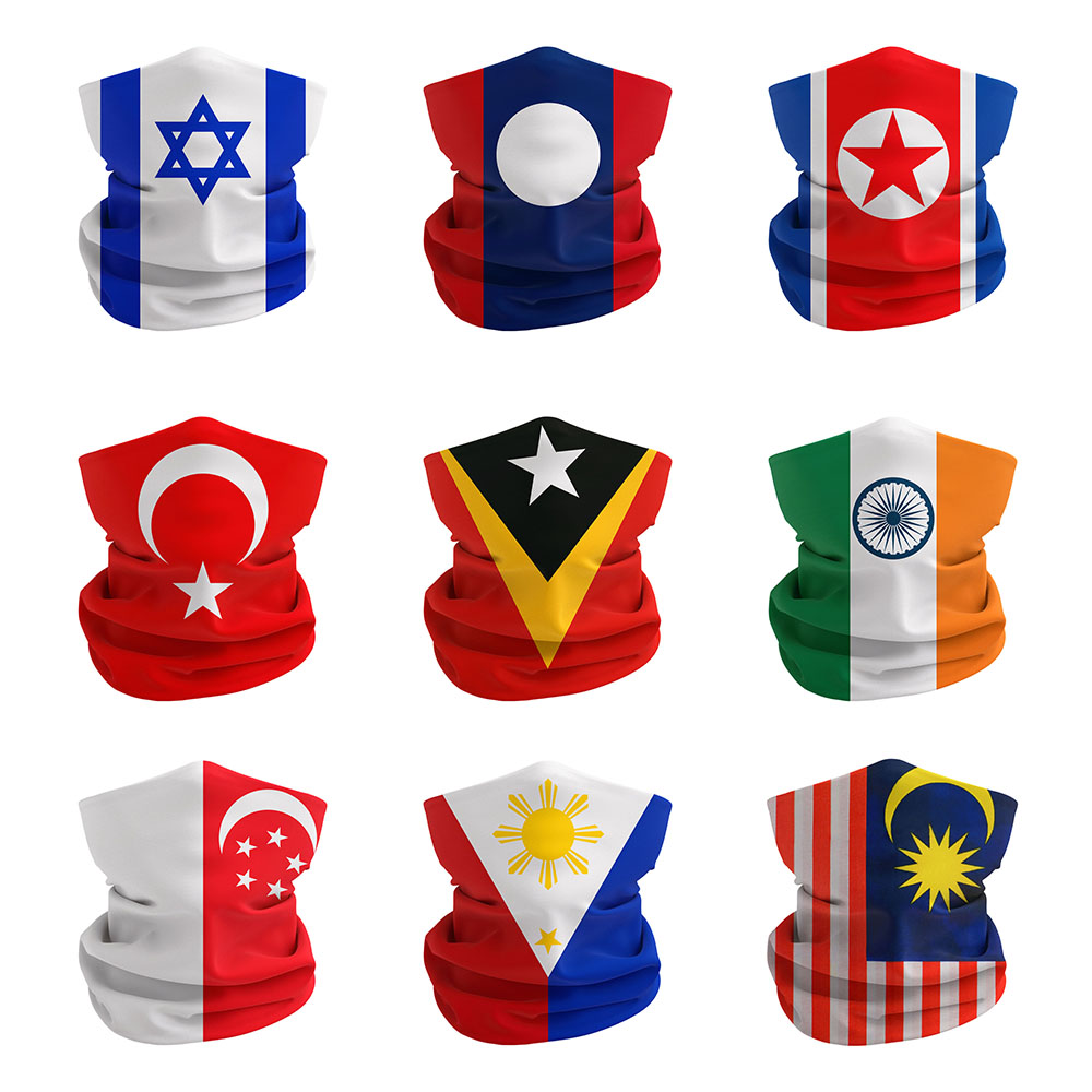 Cycling Gear Singapore - ธงชาติเอเชียพิมพ์ผ้าพันคออิสราเอลตุรกีสิงคโปร์ฟิลิปปินส์ผู้หญิงผู้ชายขี่จักรยานเดินป่าคอ Gaiter ไม่มีรอยต่อ Headwear
