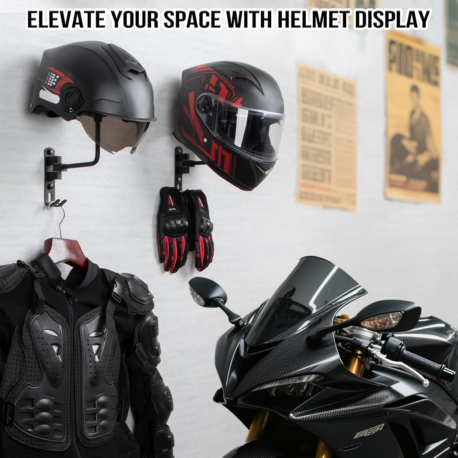180 °   ที่แขวนหมวกกันน็อคมอเต - Cycling Gear Wall Hanger บทวิจารณ์และราคา